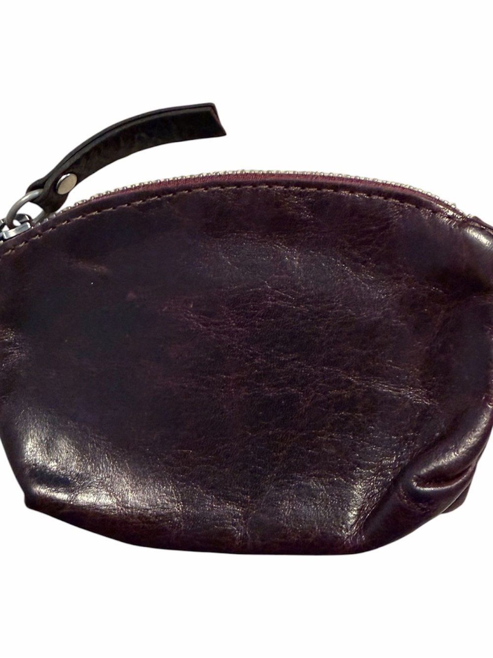 Rough & Tumble Leather Token BLACK Cherry Coin Pouch EUC